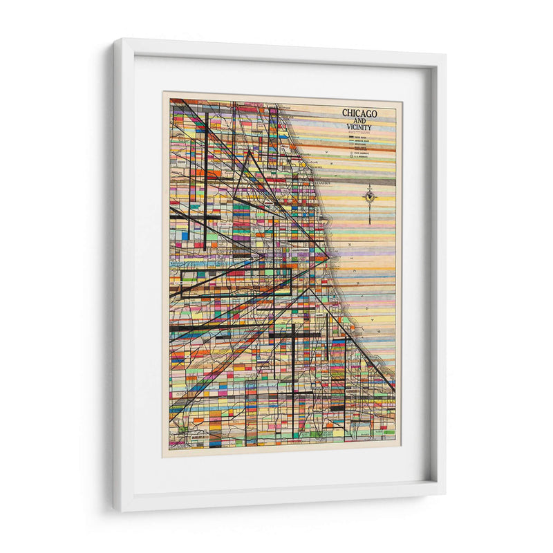 Mapa Moderno De Chicago - Nikki Galapon | Cuadro decorativo de Canvas Lab