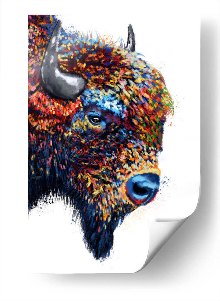 Bisonte Colorido - Hue Art | Cuadro decorativo de Canvas Lab