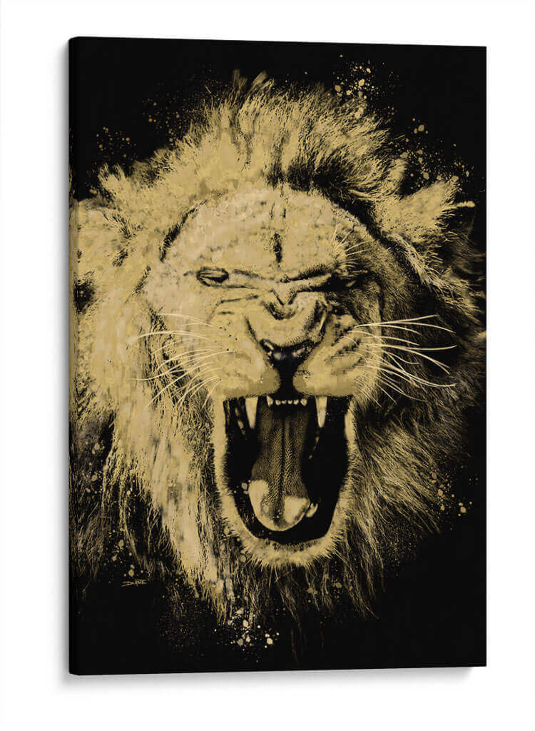 León Dorado Rugiendo - Hue Art | Cuadro decorativo de Canvas Lab