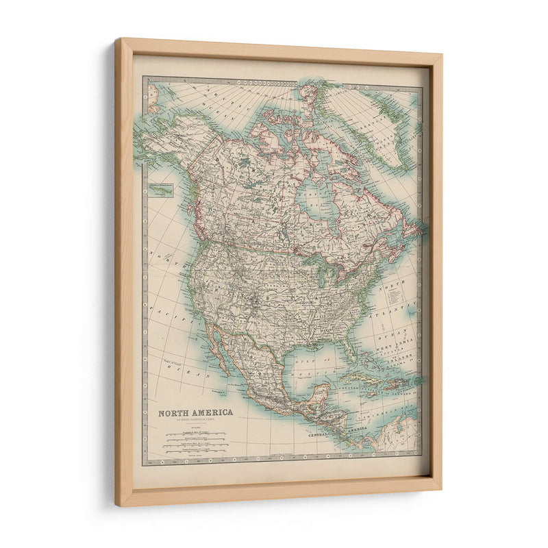 Mapa De Johnstons De América Del Norte - Johnston | Cuadro decorativo de Canvas Lab