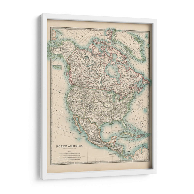 Mapa De Johnstons De América Del Norte - Johnston | Cuadro decorativo de Canvas Lab