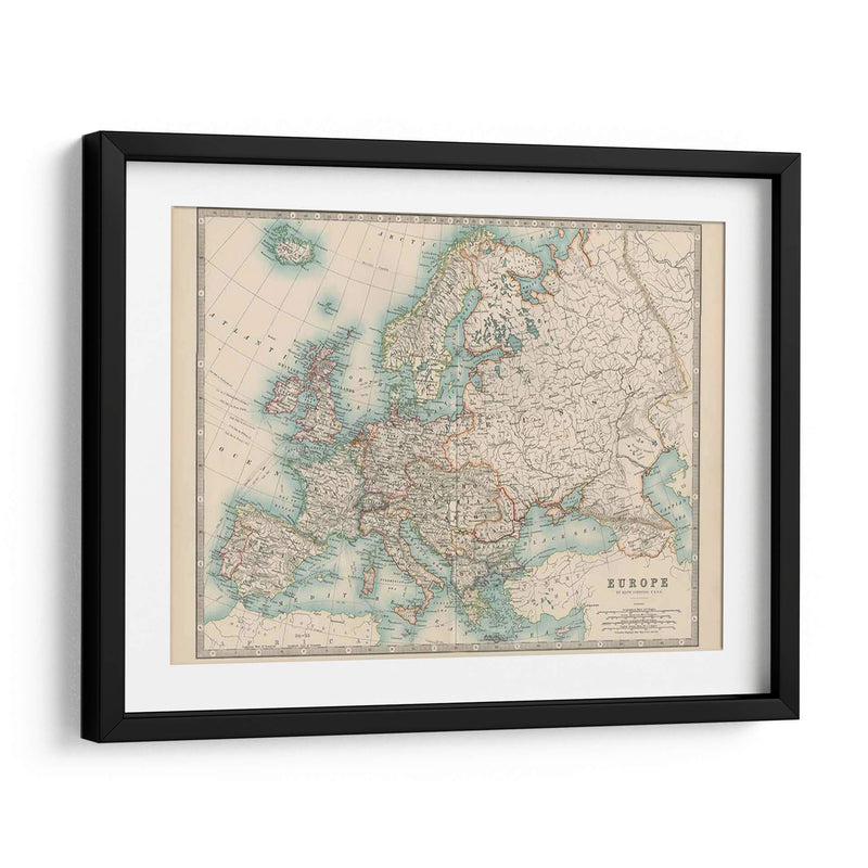 Mapa De Johnstons De Europa - Johnston | Cuadro decorativo de Canvas Lab