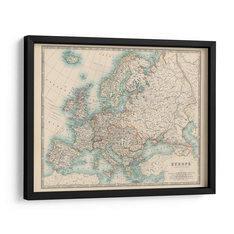 Mapa De Johnstons De Europa - Johnston | Cuadro decorativo de Canvas Lab