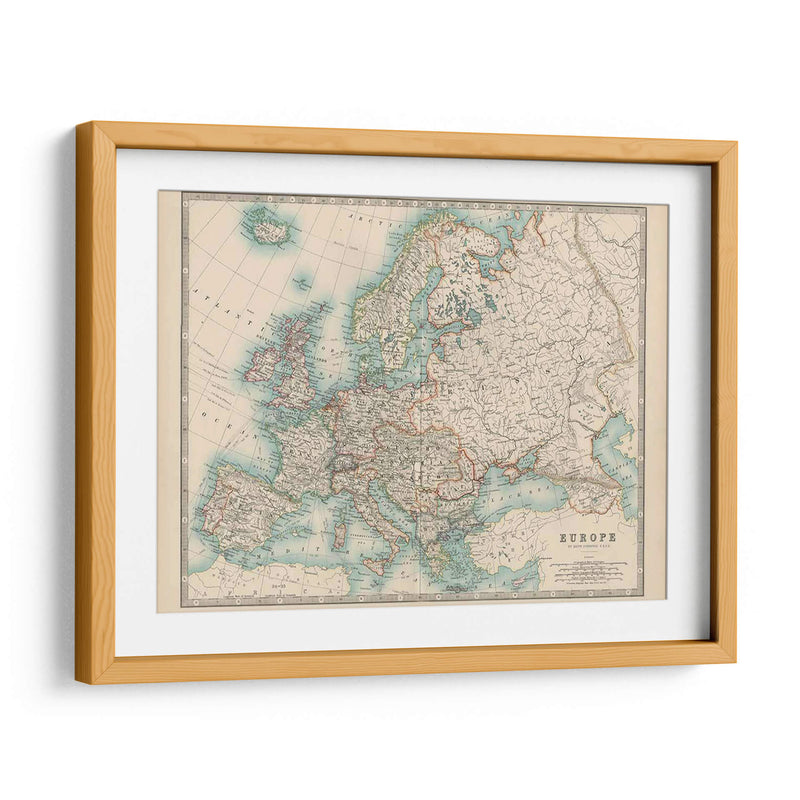 Mapa De Johnstons De Europa - Johnston | Cuadro decorativo de Canvas Lab