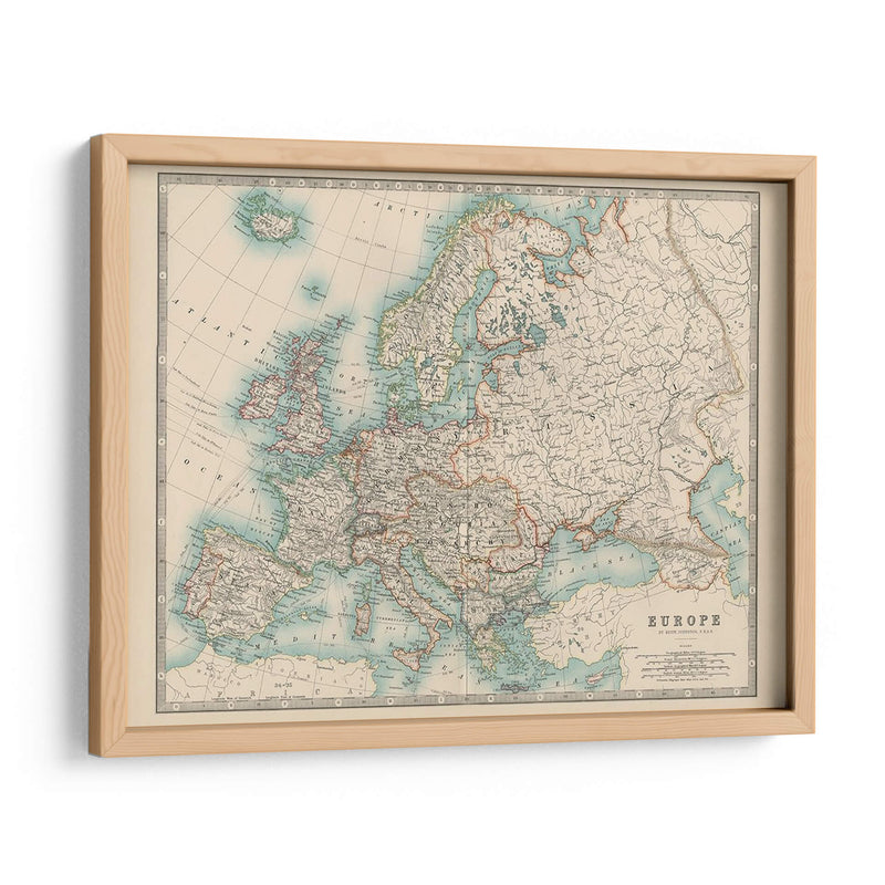 Mapa De Johnstons De Europa - Johnston | Cuadro decorativo de Canvas Lab