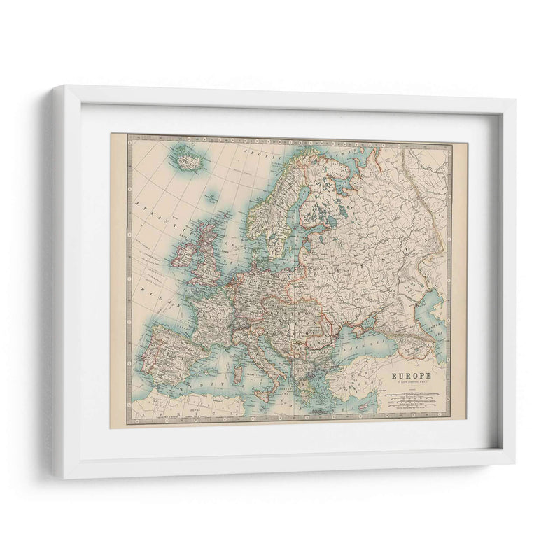 Mapa De Johnstons De Europa - Johnston | Cuadro decorativo de Canvas Lab