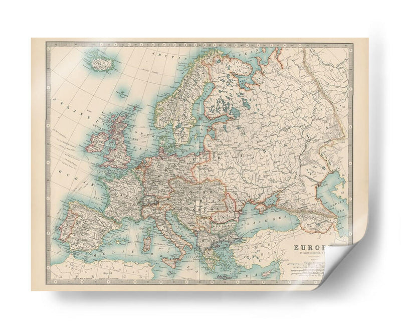 Mapa De Johnstons De Europa - Johnston | Cuadro decorativo de Canvas Lab