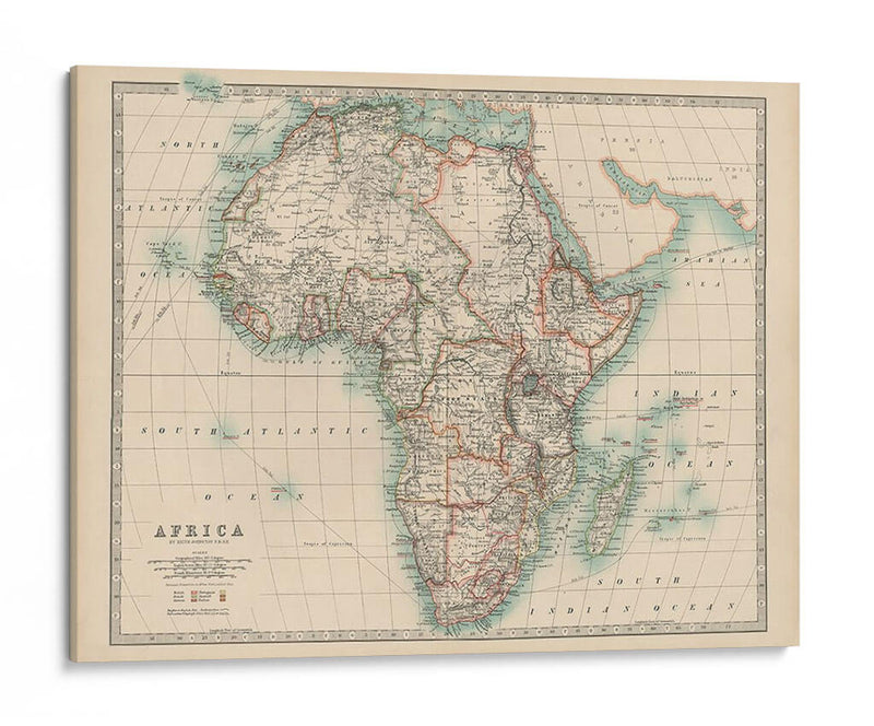 Mapa De Johnstons De África - Johnston | Cuadro decorativo de Canvas Lab