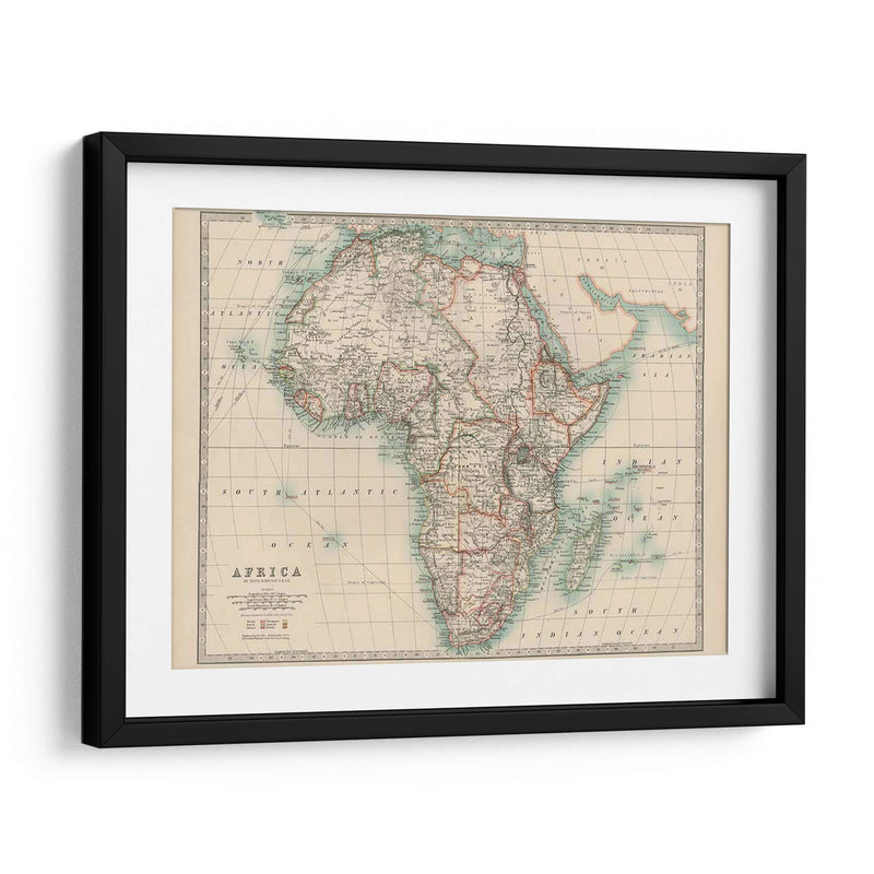 Mapa De Johnstons De África - Johnston | Cuadro decorativo de Canvas Lab