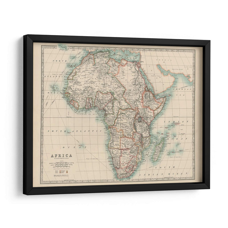 Mapa De Johnstons De África - Johnston | Cuadro decorativo de Canvas Lab