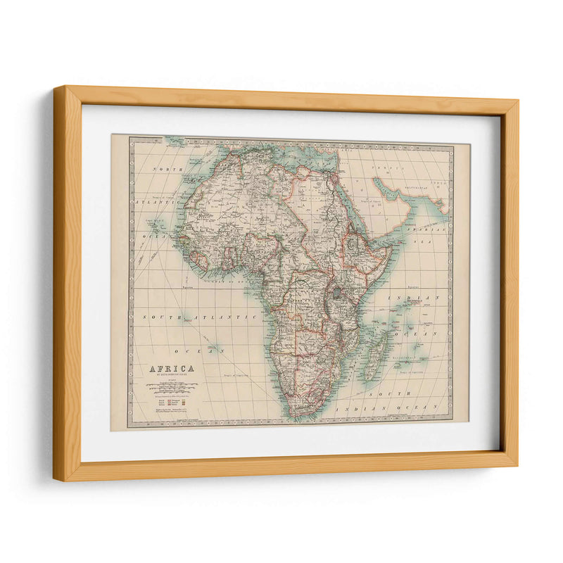 Mapa De Johnstons De África - Johnston | Cuadro decorativo de Canvas Lab