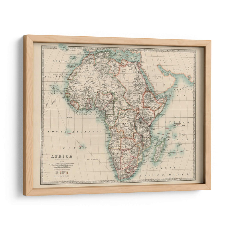 Mapa De Johnstons De África - Johnston | Cuadro decorativo de Canvas Lab