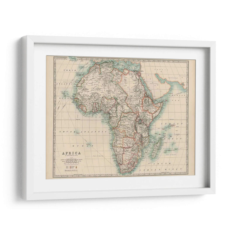 Mapa De Johnstons De África - Johnston | Cuadro decorativo de Canvas Lab