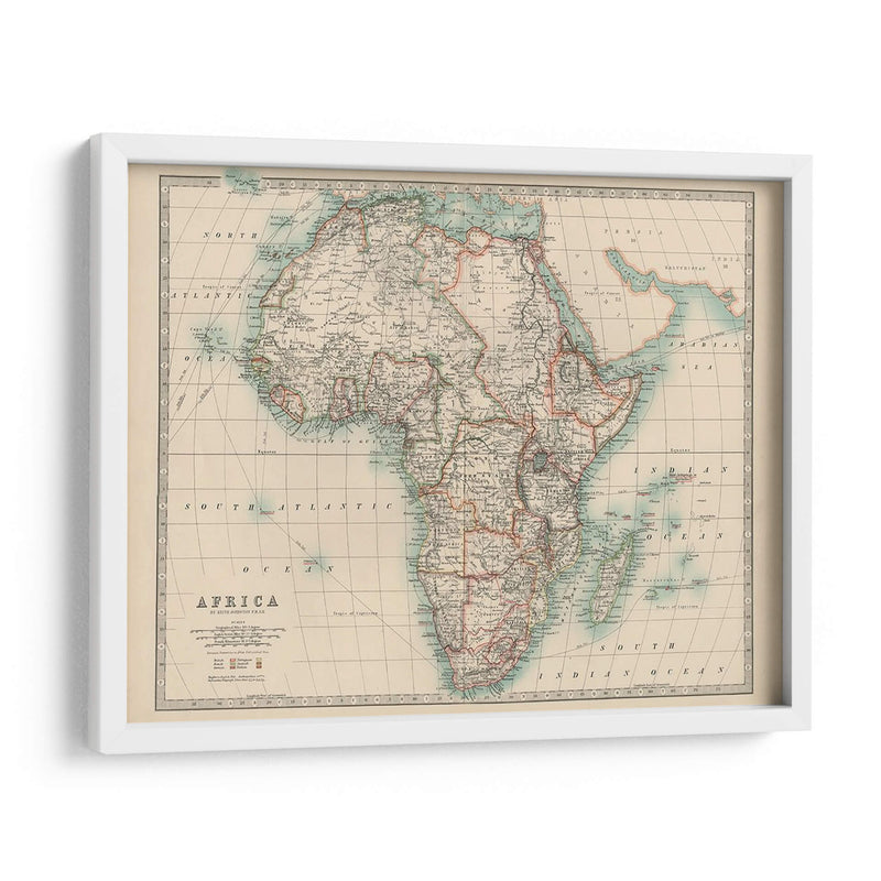 Mapa De Johnstons De África - Johnston | Cuadro decorativo de Canvas Lab