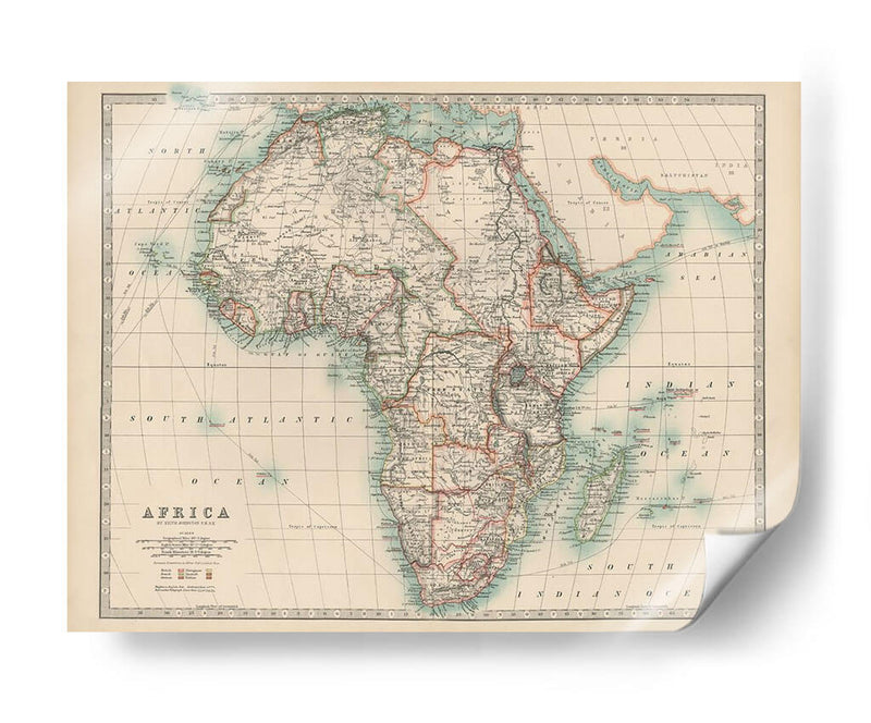 Mapa De Johnstons De África - Johnston | Cuadro decorativo de Canvas Lab