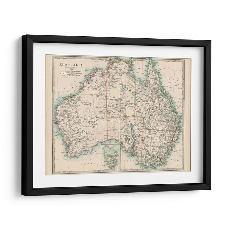 Mapa De Johnstons De Australia - Johnston | Cuadro decorativo de Canvas Lab