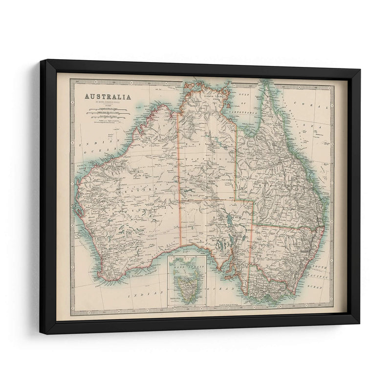 Mapa De Johnstons De Australia - Johnston | Cuadro decorativo de Canvas Lab