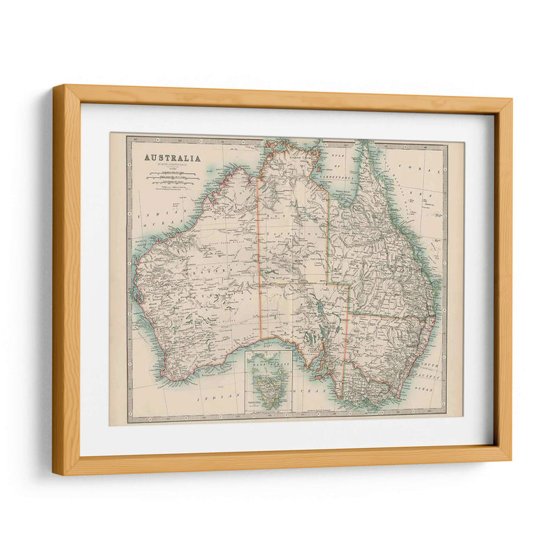 Mapa De Johnstons De Australia - Johnston | Cuadro decorativo de Canvas Lab