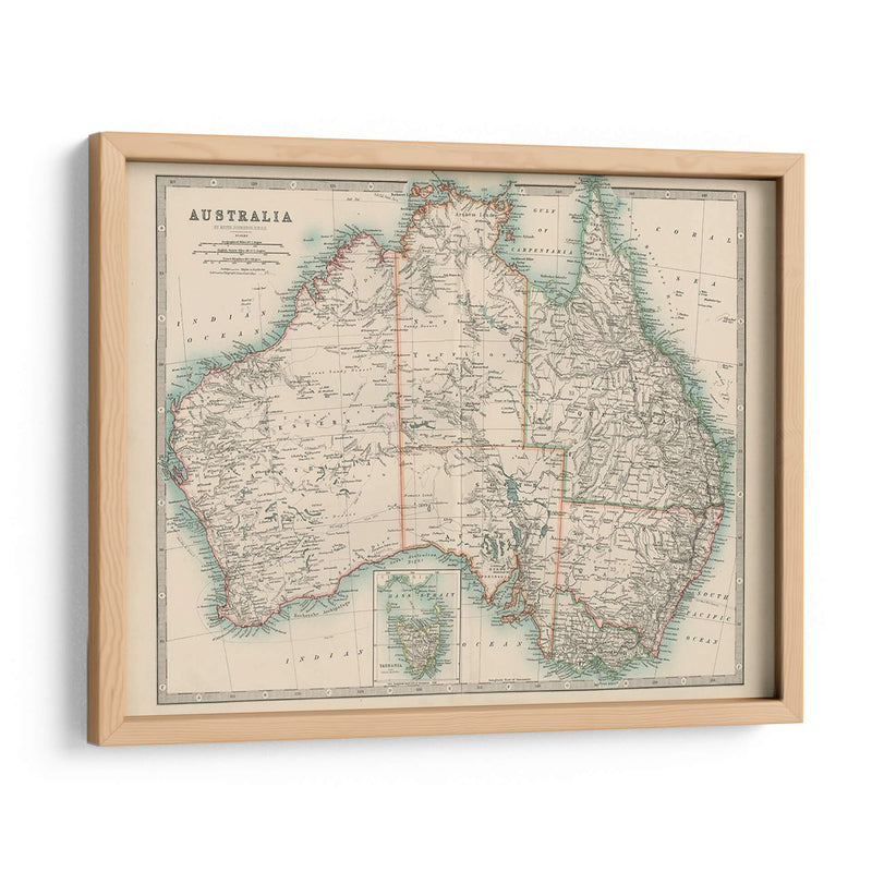 Mapa De Johnstons De Australia - Johnston | Cuadro decorativo de Canvas Lab