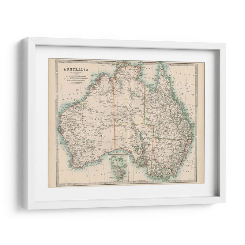 Mapa De Johnstons De Australia - Johnston | Cuadro decorativo de Canvas Lab