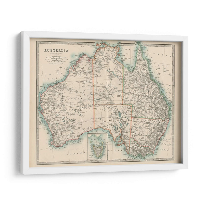 Mapa De Johnstons De Australia - Johnston | Cuadro decorativo de Canvas Lab