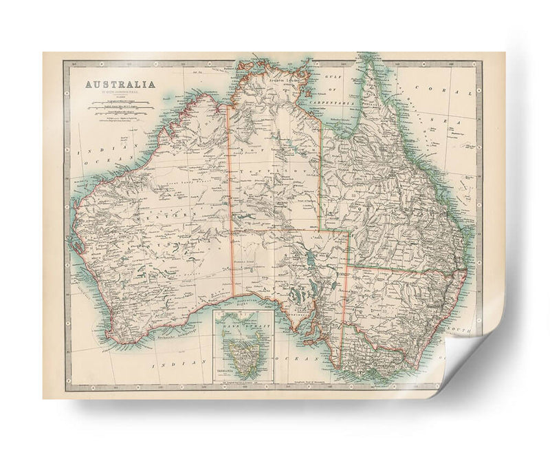 Mapa De Johnstons De Australia - Johnston | Cuadro decorativo de Canvas Lab