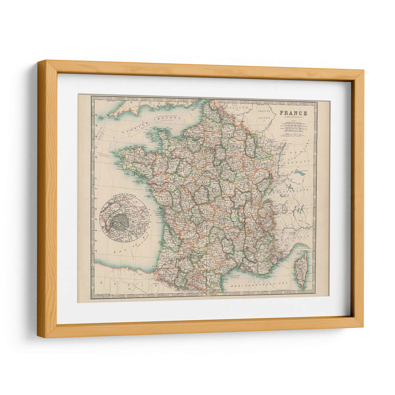 Mapa De Johnstons De Francia - Johnston | Cuadro decorativo de Canvas Lab