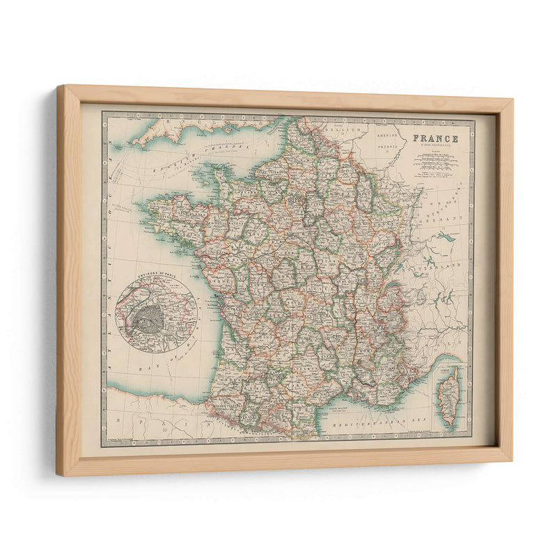 Mapa De Johnstons De Francia - Johnston | Cuadro decorativo de Canvas Lab