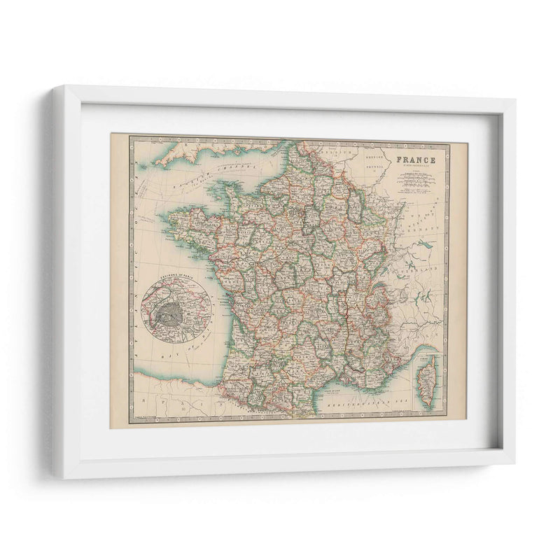 Mapa De Johnstons De Francia - Johnston | Cuadro decorativo de Canvas Lab