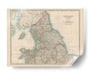 Mapa De Johnstons De Inglaterra Y Gales - Johnston | Cuadro decorativo de Canvas Lab