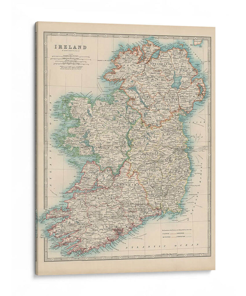 Mapa De Johnstons De Irlanda - Johnston | Cuadro decorativo de Canvas Lab