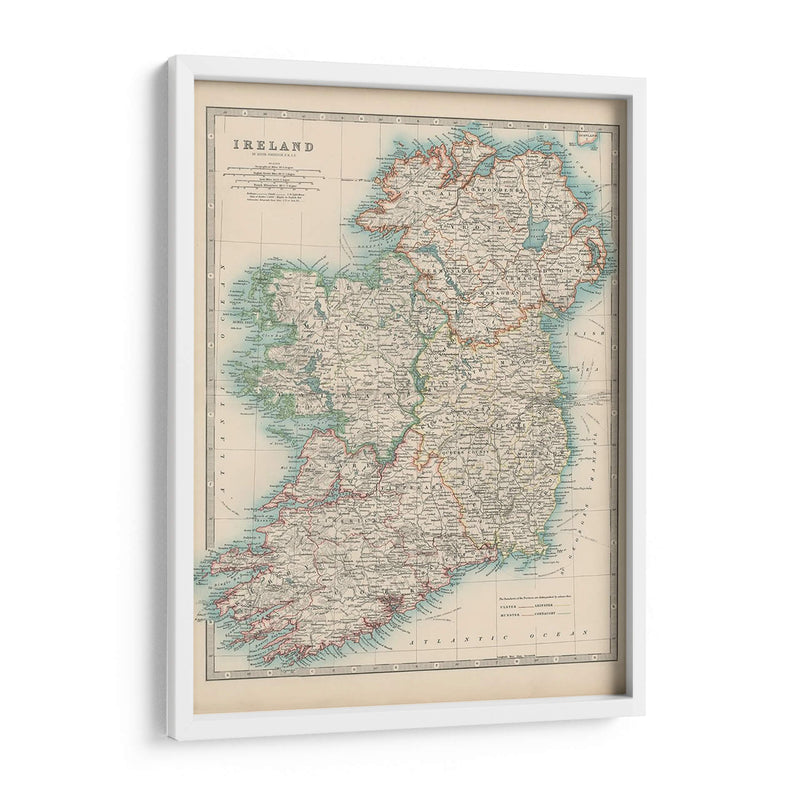 Mapa De Johnstons De Irlanda - Johnston | Cuadro decorativo de Canvas Lab