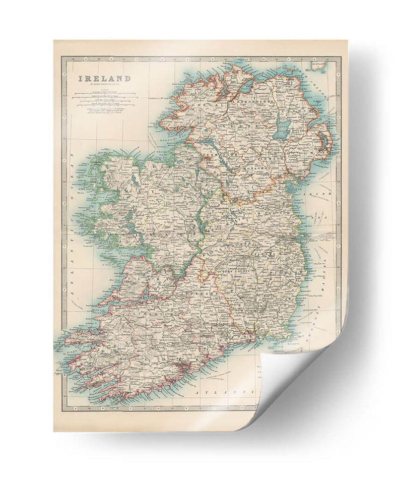 Mapa De Johnstons De Irlanda - Johnston | Cuadro decorativo de Canvas Lab