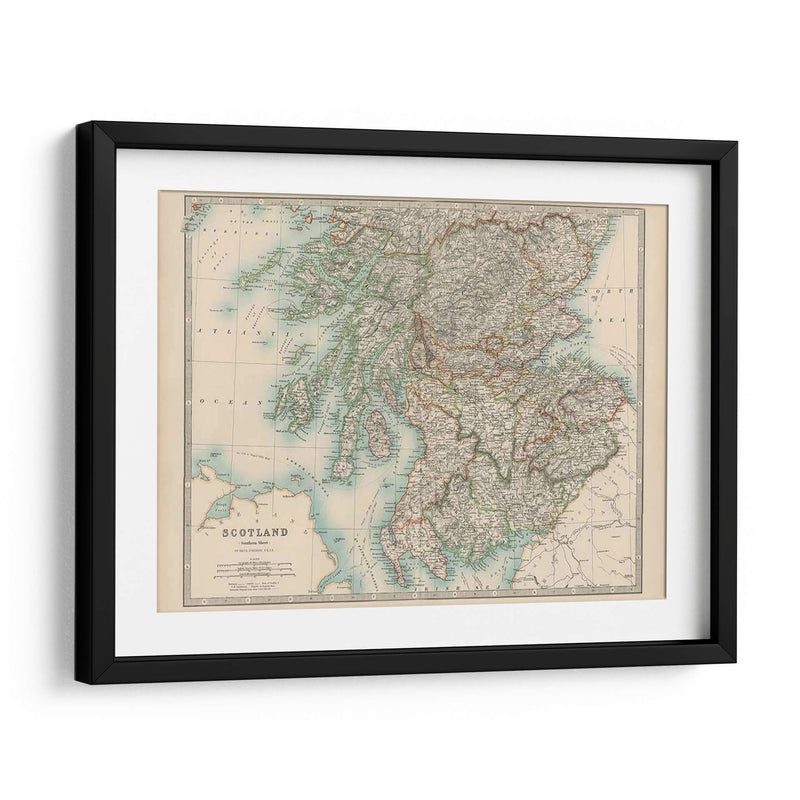 Mapa De Johnstons De Escocia - Johnston | Cuadro decorativo de Canvas Lab