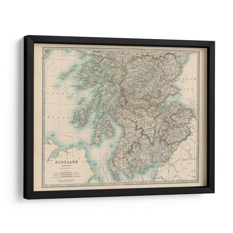 Mapa De Johnstons De Escocia - Johnston | Cuadro decorativo de Canvas Lab