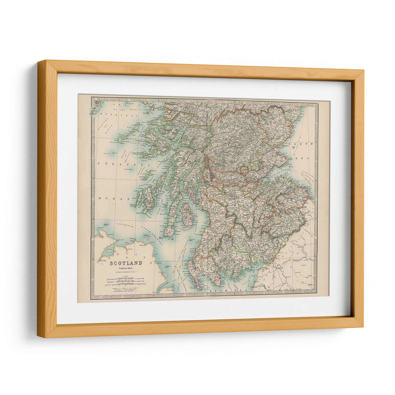 Mapa De Johnstons De Escocia - Johnston | Cuadro decorativo de Canvas Lab