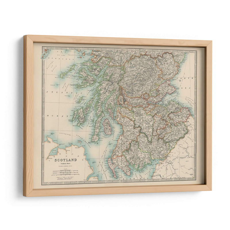 Mapa De Johnstons De Escocia - Johnston | Cuadro decorativo de Canvas Lab