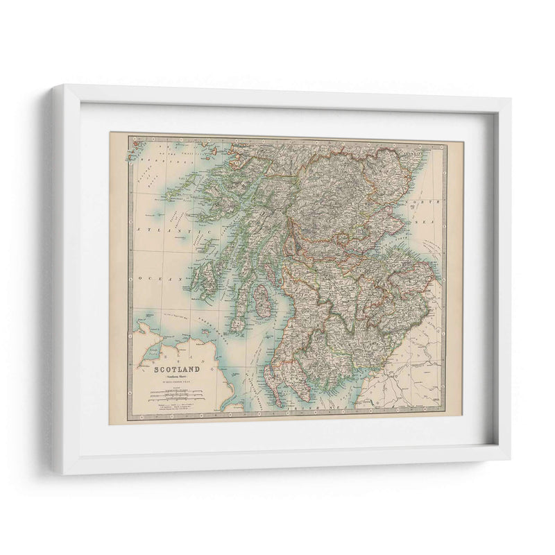 Mapa De Johnstons De Escocia - Johnston | Cuadro decorativo de Canvas Lab