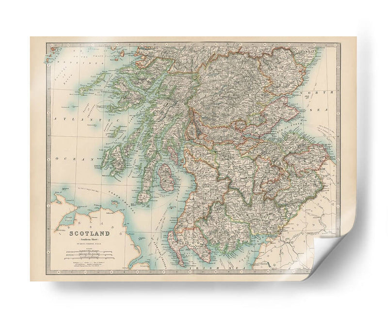 Mapa De Johnstons De Escocia - Johnston | Cuadro decorativo de Canvas Lab