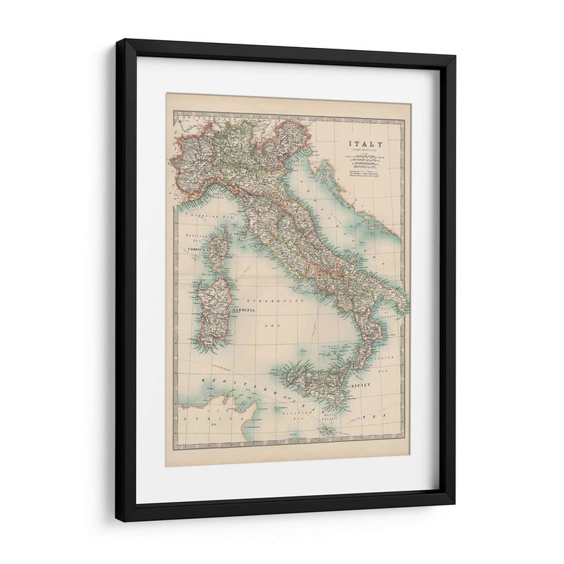 Mapa De Johnstons De Italia - Johnston | Cuadro decorativo de Canvas Lab