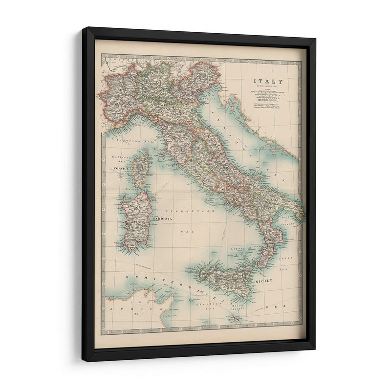 Mapa De Johnstons De Italia - Johnston | Cuadro decorativo de Canvas Lab