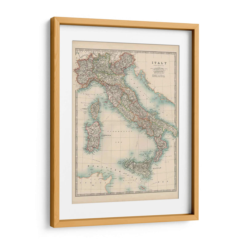 Mapa De Johnstons De Italia - Johnston | Cuadro decorativo de Canvas Lab