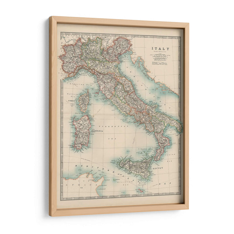 Mapa De Johnstons De Italia - Johnston | Cuadro decorativo de Canvas Lab