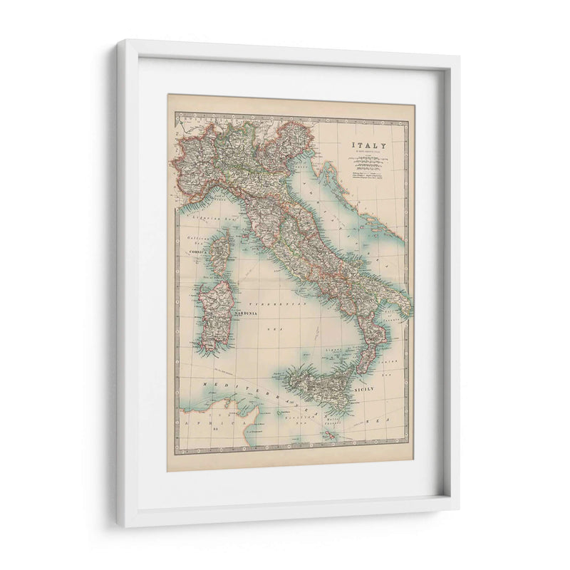 Mapa De Johnstons De Italia - Johnston | Cuadro decorativo de Canvas Lab