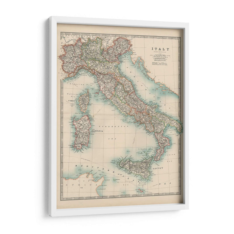 Mapa De Johnstons De Italia - Johnston | Cuadro decorativo de Canvas Lab