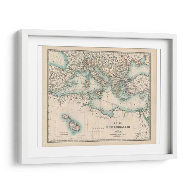 Mapa De Johnstons Del Mediterráneo - Johnston | Cuadro decorativo de Canvas Lab