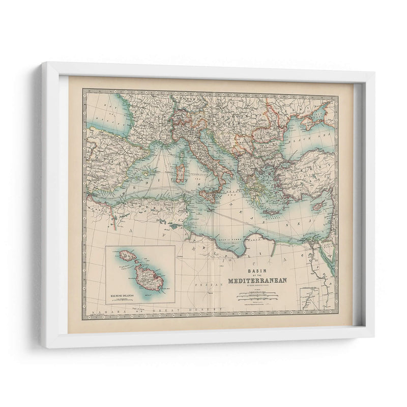 Mapa De Johnstons Del Mediterráneo - Johnston | Cuadro decorativo de Canvas Lab