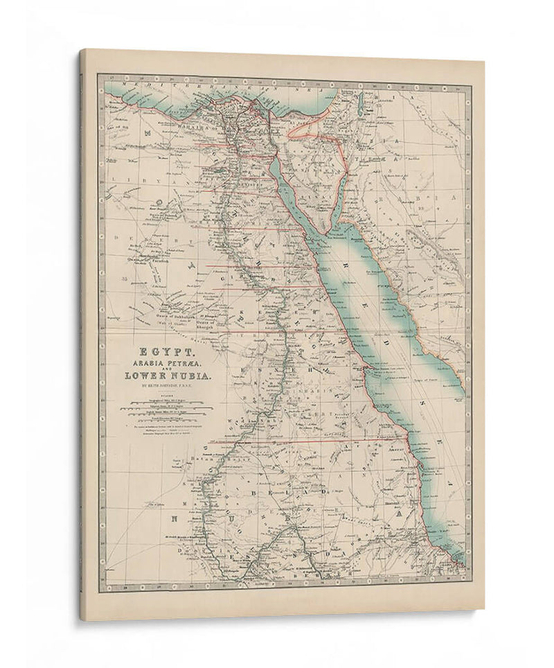 Mapa De Johnstons De Egipto - Johnston | Cuadro decorativo de Canvas Lab