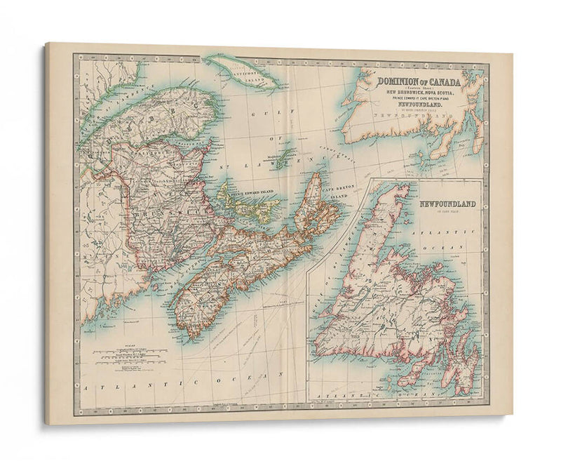 Mapa De Johnstons De Canadá - Johnston | Cuadro decorativo de Canvas Lab