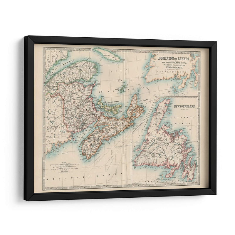 Mapa De Johnstons De Canadá - Johnston | Cuadro decorativo de Canvas Lab